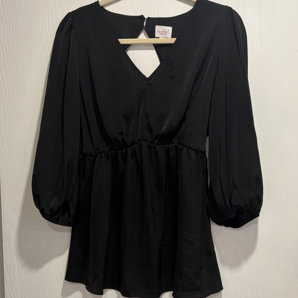 Isabel maternity Black V-Neck Long Sleeve Babydoll Top size small